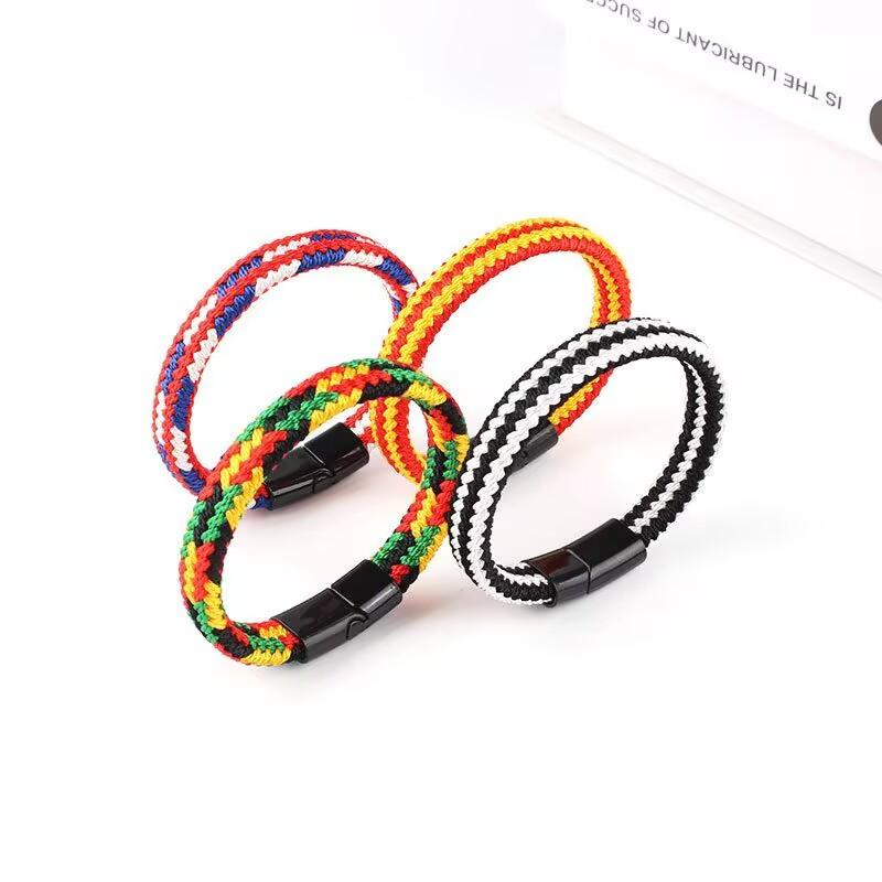 Noter Grade A Ethnic Fabric String Bracelet For Men Double Layer Various Colors Available Sports Sweat Absorbent Braslet Bangle Hombre