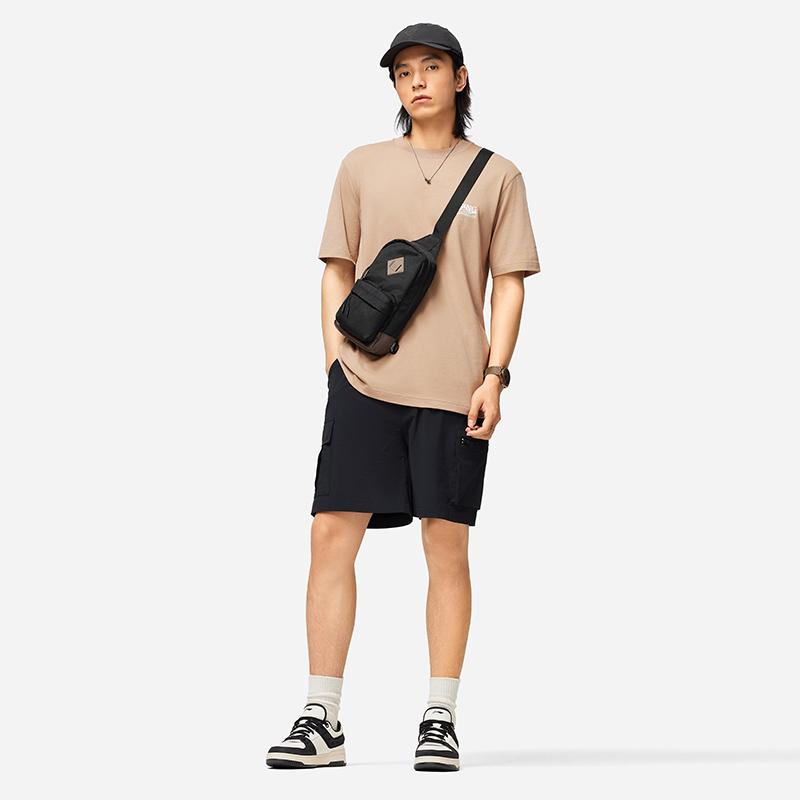 Lining Sports Life Series Round Neck Comfortable Casual Loose Short Sleeve Drop Shoulder T-Shirt Men Tops Cocoa-Brown AHSU301-5