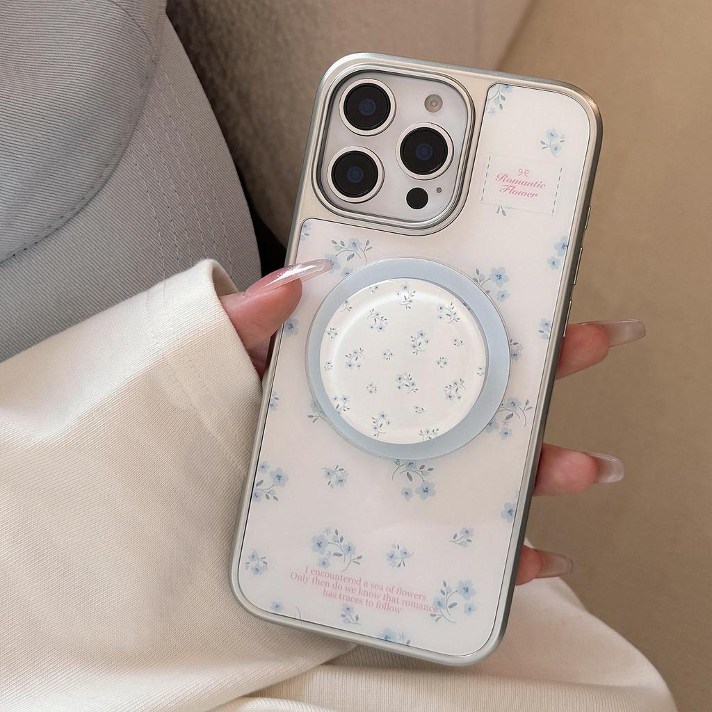Blue Floral Magnetic Bracket Phone Case