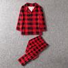 2ks/Sada Rodinný Vánoční Pyžamový Set Klopa Potisk Top Kárované Kalhoty Dospělí Děti Ladící Noční Prádlo Šetrné k Pokožce Prodyšné Domácí Oblečení