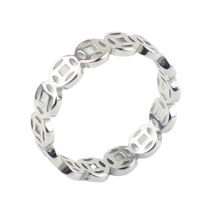 1Pcs Retro Copper Coin Ring, Stainless Steel Travel Ring, Men's and Women's Ring
