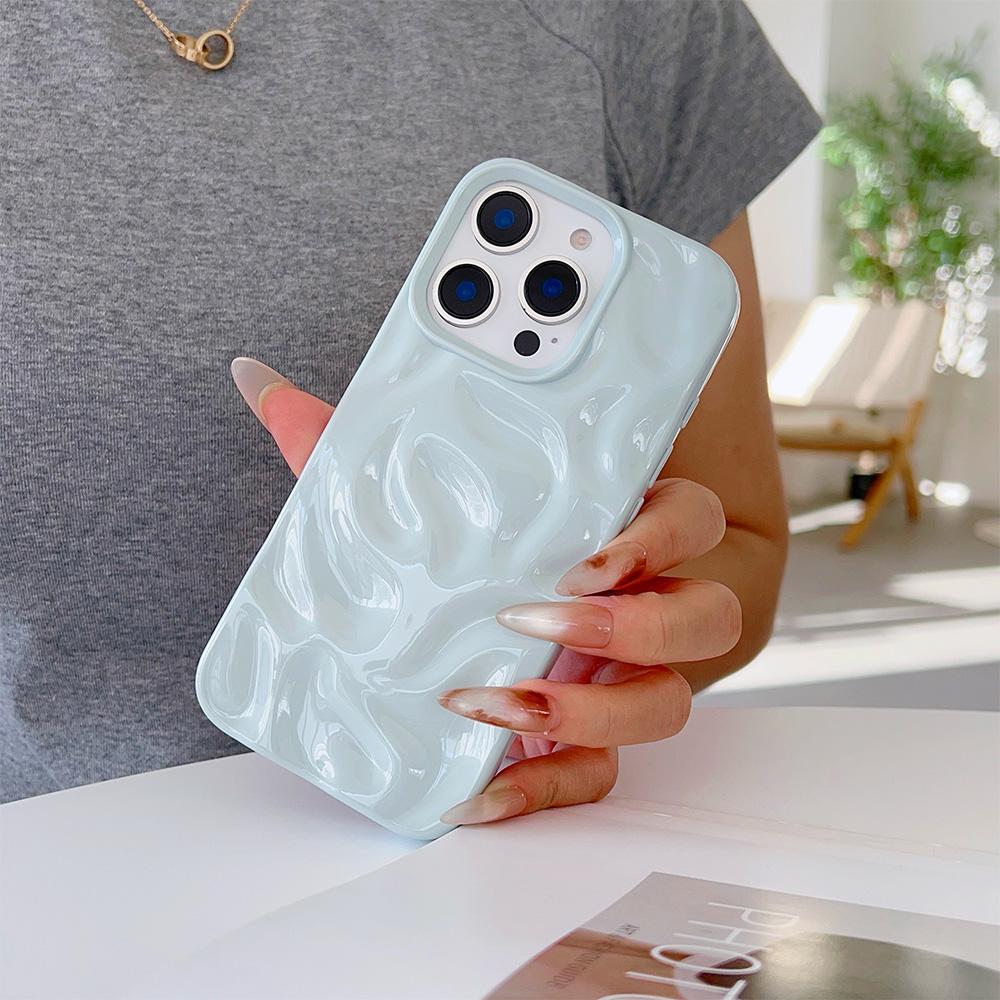 Lovely 3D Irregular Wrinkle Meteorite Phone Cases For iPhone 17 16 15 14 Plus 13 12 11 Air Pro Max Shockproof Glossy Soft
