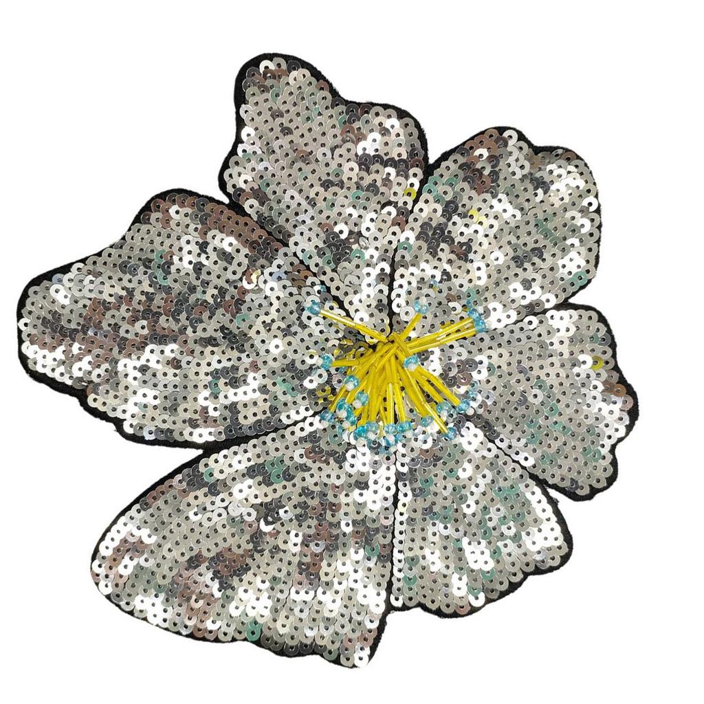 Embroidery Fabric Flower Patch Sequined Applique For Easy Application On Various Textiles Craft Costume Garment Decors