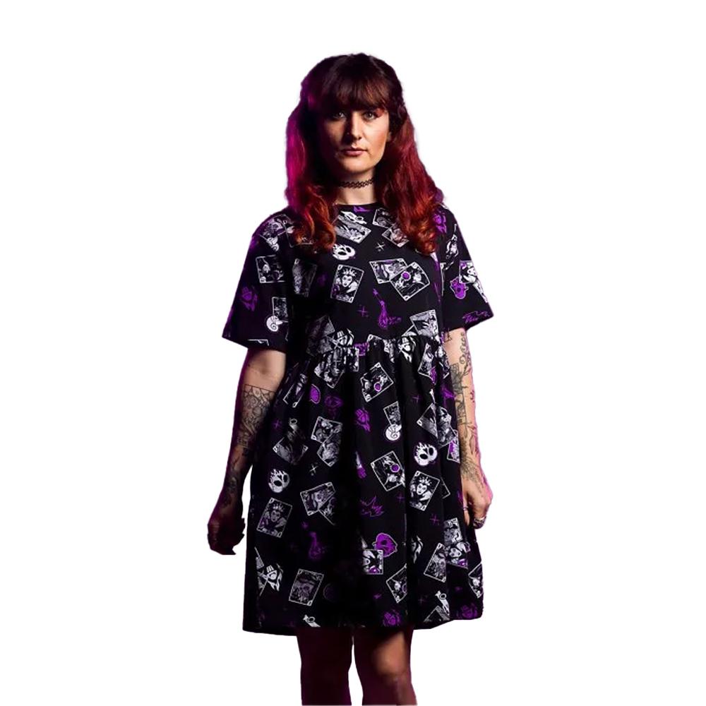 Disney Villains Womens/Ladies Tarot Cards All-Over Print Smock Dress