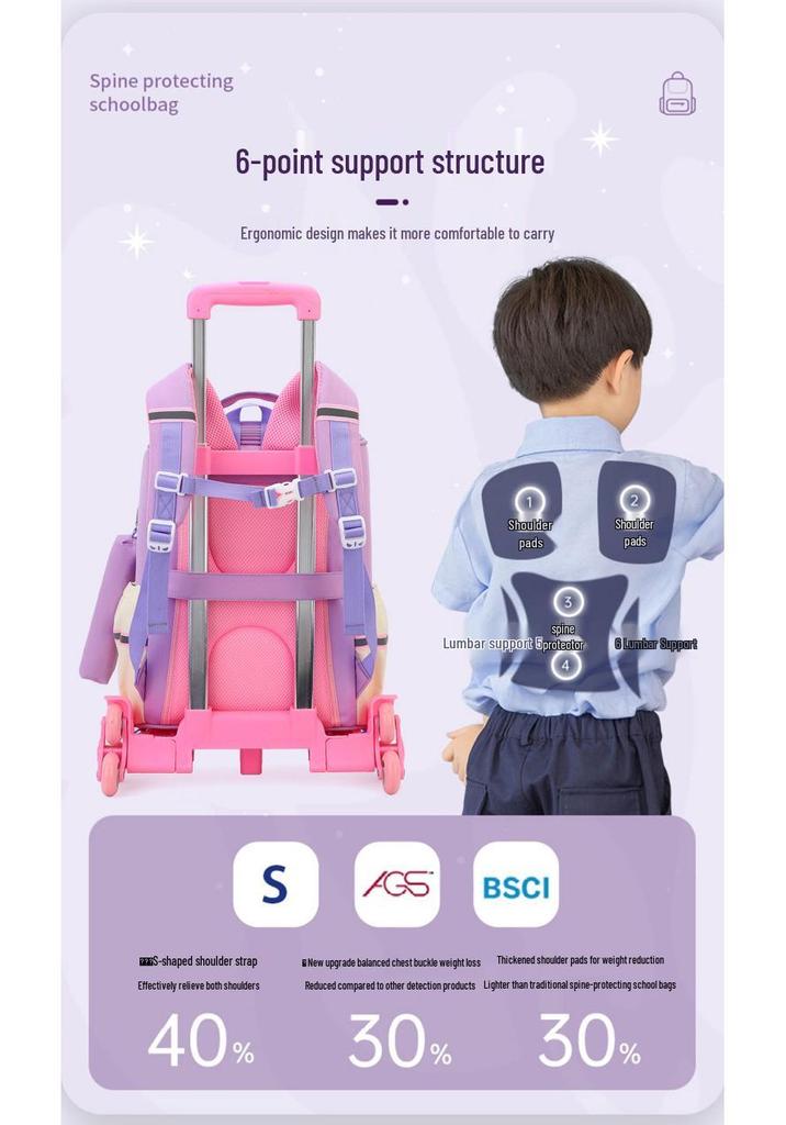 Sacs à dos à roulettes légers pour les classes de CM1-6ème: Sacs à dos détachables à double usage pour garçons et filles