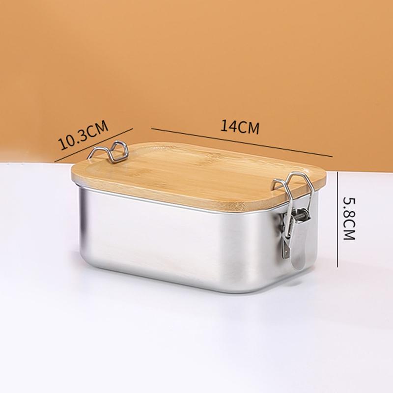 304 Stainless Steel Bamboo Lid Lunch Box, Japanese Style Lid Preservation Box, Lunch Box, Lunch Box, Food Storage Box