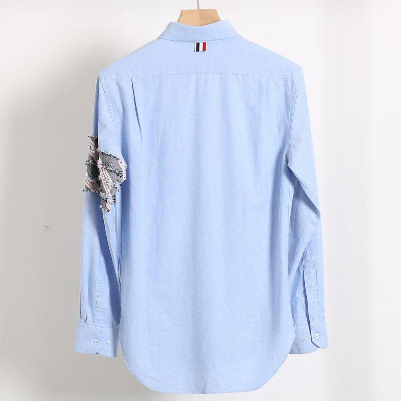Classic Four-Stripe High-Thread-Count Cotton Oxford Shirt for Men, New Solid Color Basic Casual Long-Sleeve Shirt for Women