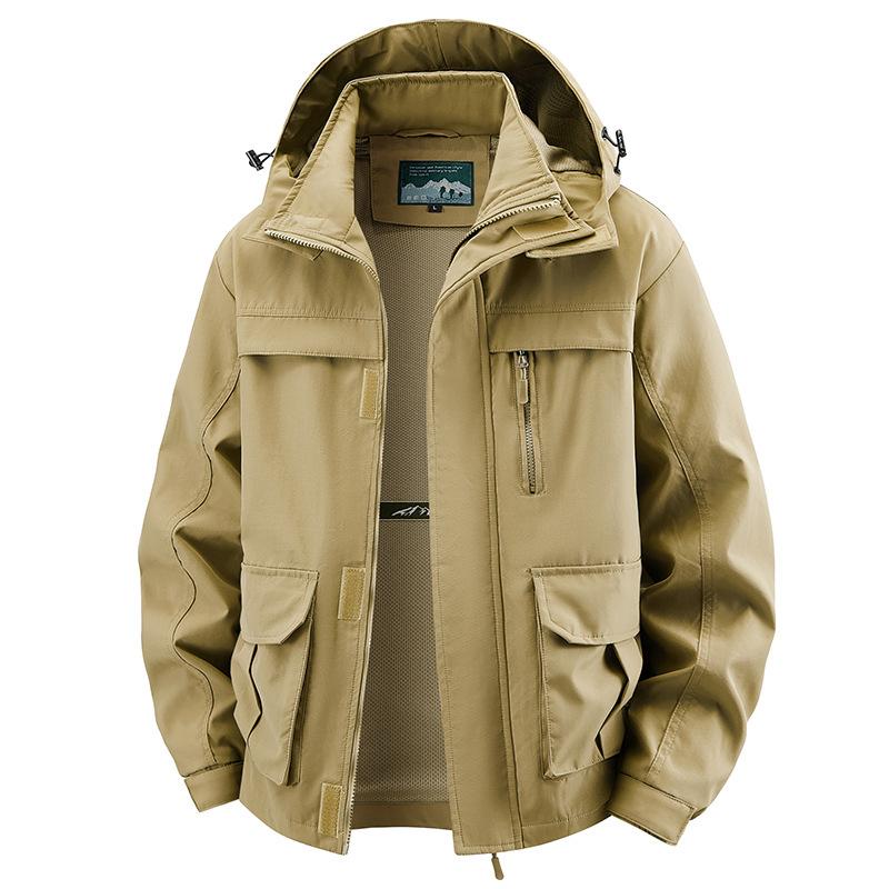 

Men s Outdoor Windproof Jacket With Multiple Pockets, Workwear, Fashionable And Versatile Jacket XL хакі