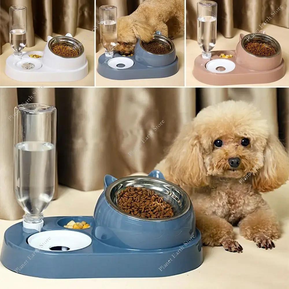 2025 Food Container with Waterer Pet Waterer Feeder 2-in-1 Dog Cat Bowl Water Dispenser Automatic Water Storage Pet Food Feeder