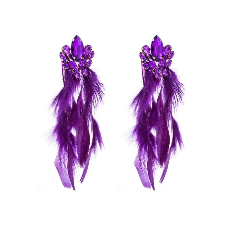 Fashion Alloy Floral Long-style Feather Tassel Earrings for Women, High-end Style Earrings