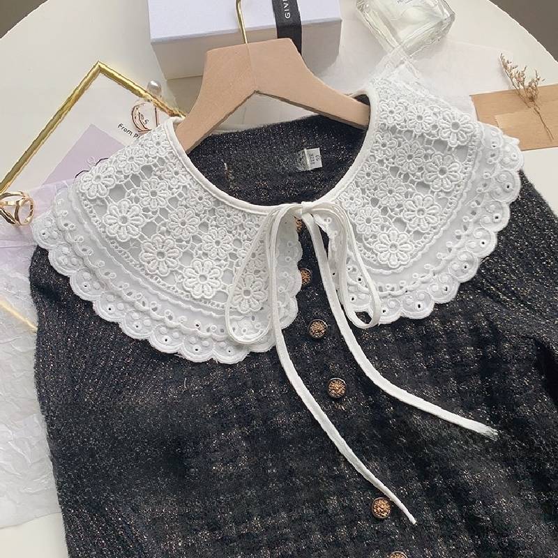 Polyester Lace Decorated Faux Collar With Embroidery For Casual Adult Clothing