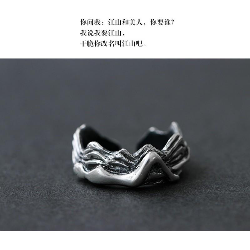 Adjustable Open Ring Couples Vintage Geometric Design Plated Romantic Matching Rings Men Women