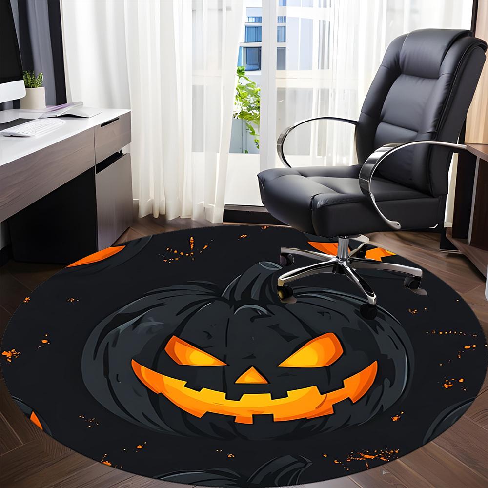 1pc Pumpkin, Halloween Chair Carpet for Office, Round Non-Slip Durable Large Size Office Carpet, Suitable for Office, Beautiful Decoration