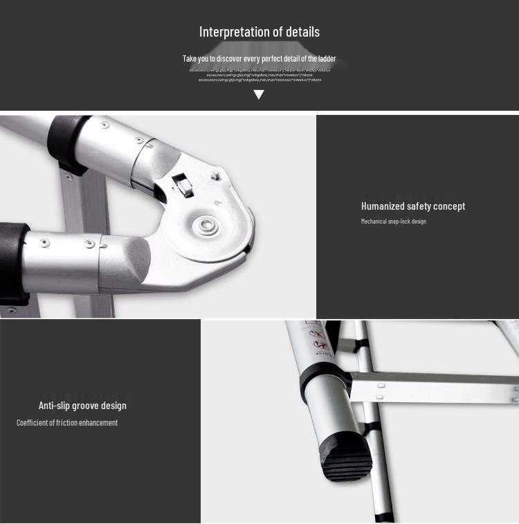 Jinluba Aluminum Telescopic A-Frame Ladder - Thickened, Stainless Steel, Bamboo Joint, for Household & Engineering Use