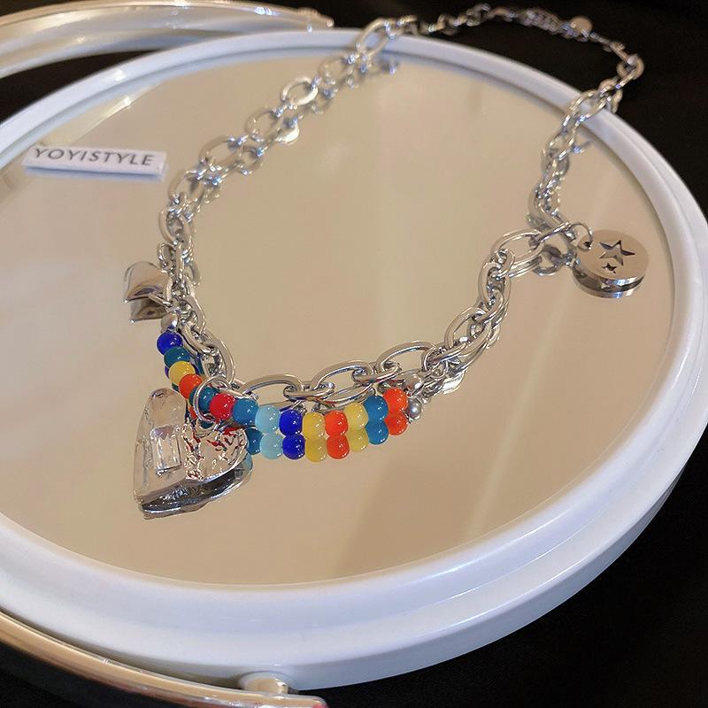 New Chinese Ethnic Style Jade Butterfly Safety Lock Necklace Temperament Collarbone Chain Personalized Design Item Decoration Wholesale