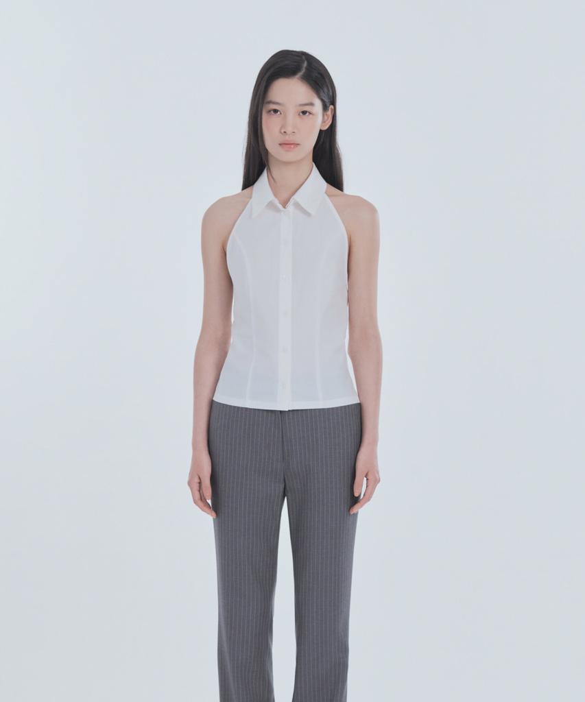 Mausolleum Emma Tailored Semi Bootcut Slacks - Gray Stripe