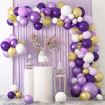 129 unids/set de cadena de globos irregulares de látex, 5 pulgadas, 10 pulgadas, 12 pulgadas, Metal, tema púrpura, cumpleaños