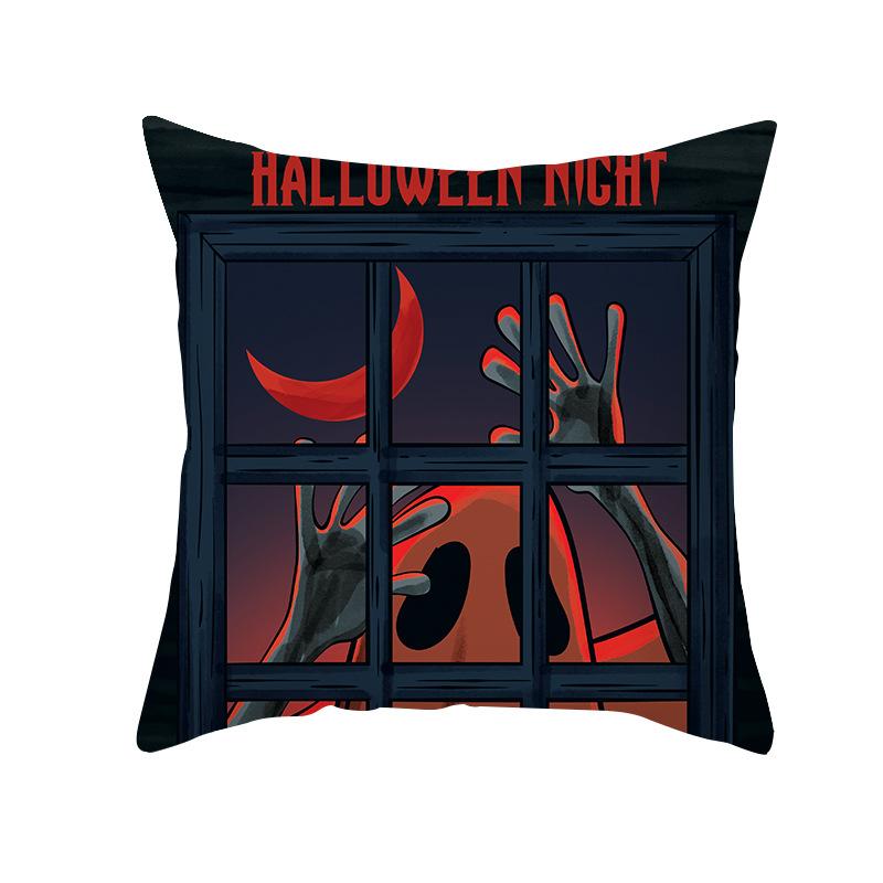 Halloween Pillow Cover New Product Cartoon Pumpkin Castle Print Peach Skin Cushion Cover Pillow Cover
