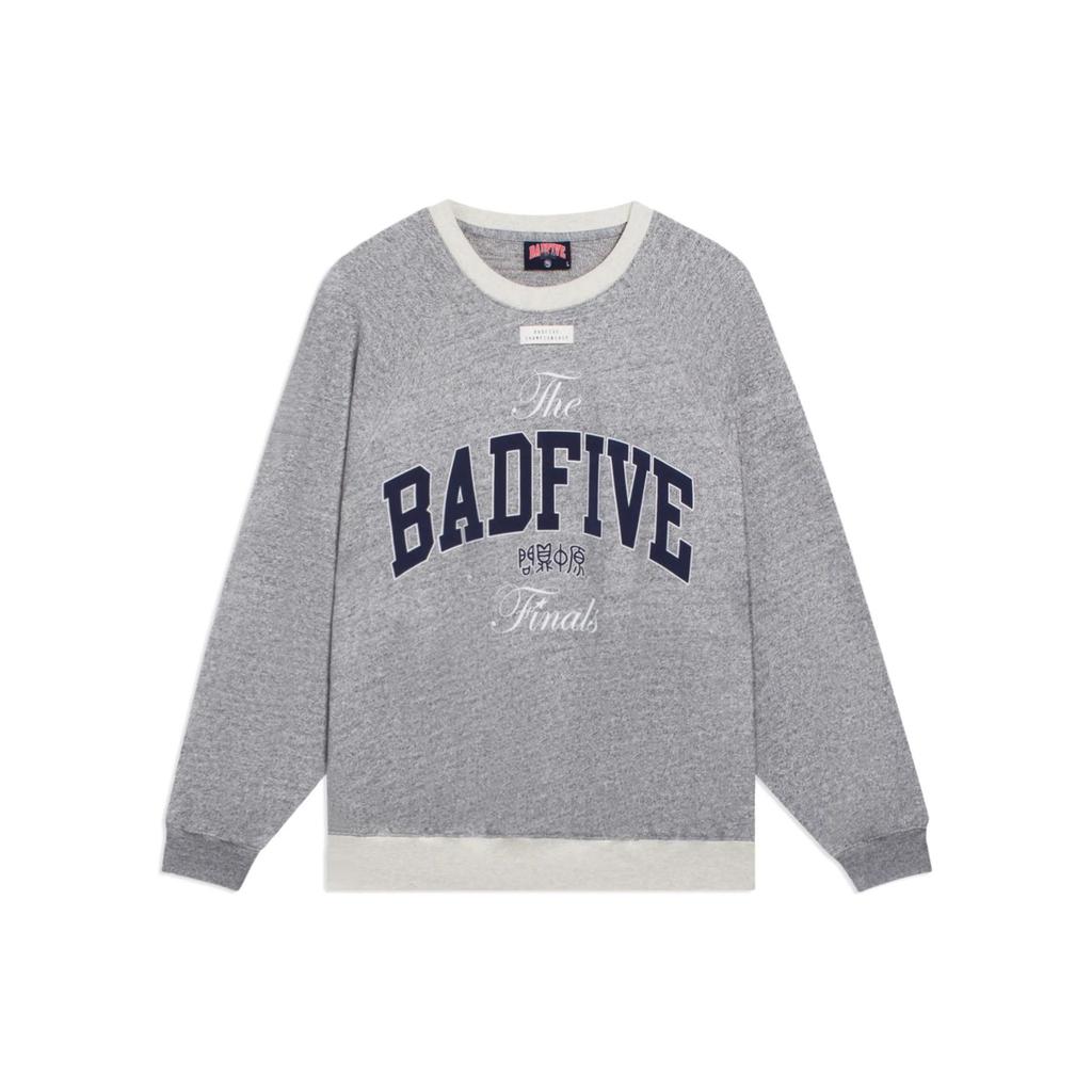 Li Ning Badfive Series Chinese Character Print Solid Color Cotton Crew Neck Pullover Long Sleeve Sweatshirt Unisex Sweatshirt Gray AWDSG19-2