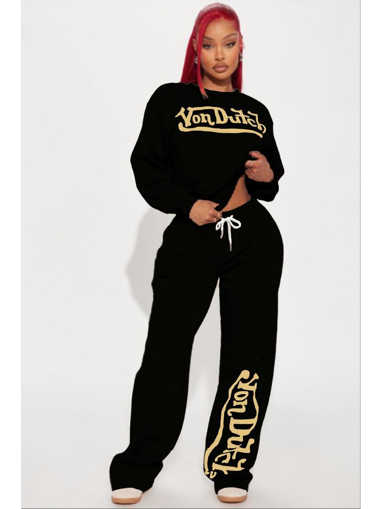 Dámská sada s potiskem Von Dutch: Volné, ležérní a módní Streetwear pro pohodlné každodenní nošení.