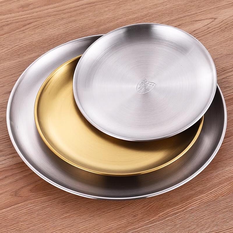 304 Stainless Steel Gold Korean Style Round Plate