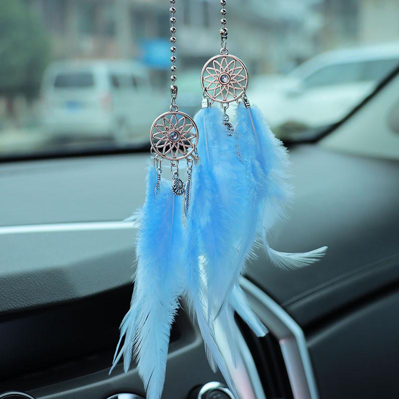 Feather Car Rearview Mirror Handing Pendants Dream Catcher Alloy Decoration