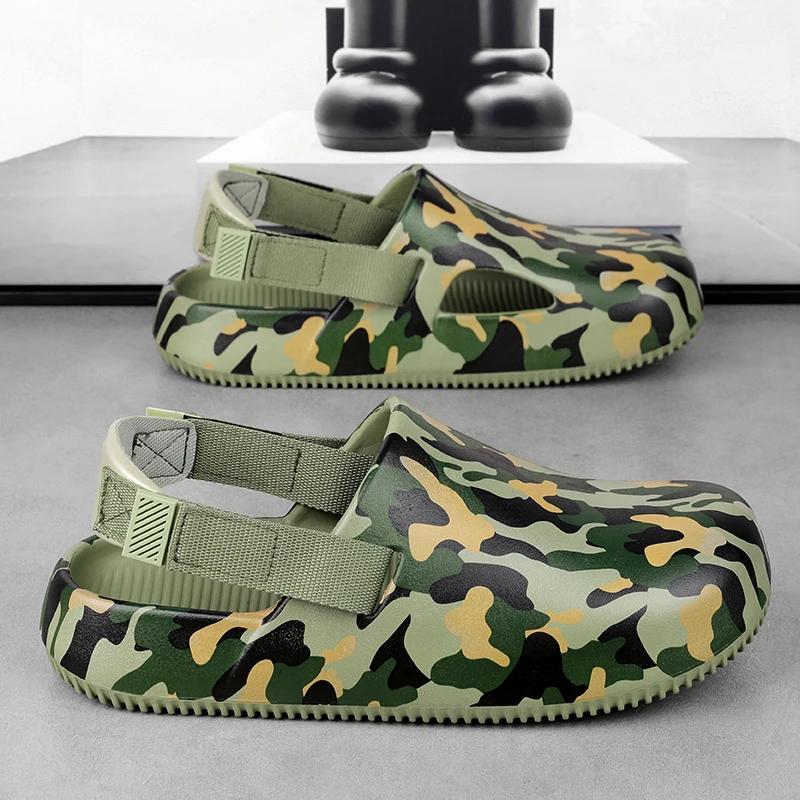 Fashion Brand Men Clogs Sandals Camouflage Casual Shoes EVA Lightweight Sandles Man Colorful Shoes for Summer Beach Zapatillas Hombre