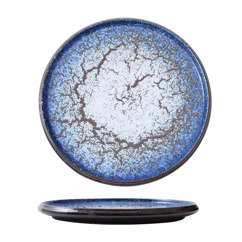European Style Starry Sky Crackle Ceramic Dinner Plate Pizza Pasta Steak Plate 12 Inch Large Capacity Cutlery Kitchen Utensils