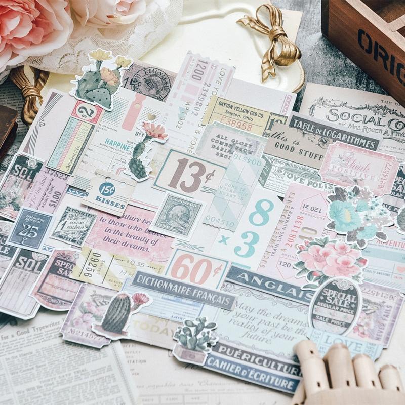 

50Pcs Vintage Plant Bill Cactus Craft Paper Travel Journal Collage Card Scrapbooking Craft Diary Album Decorative коричневий