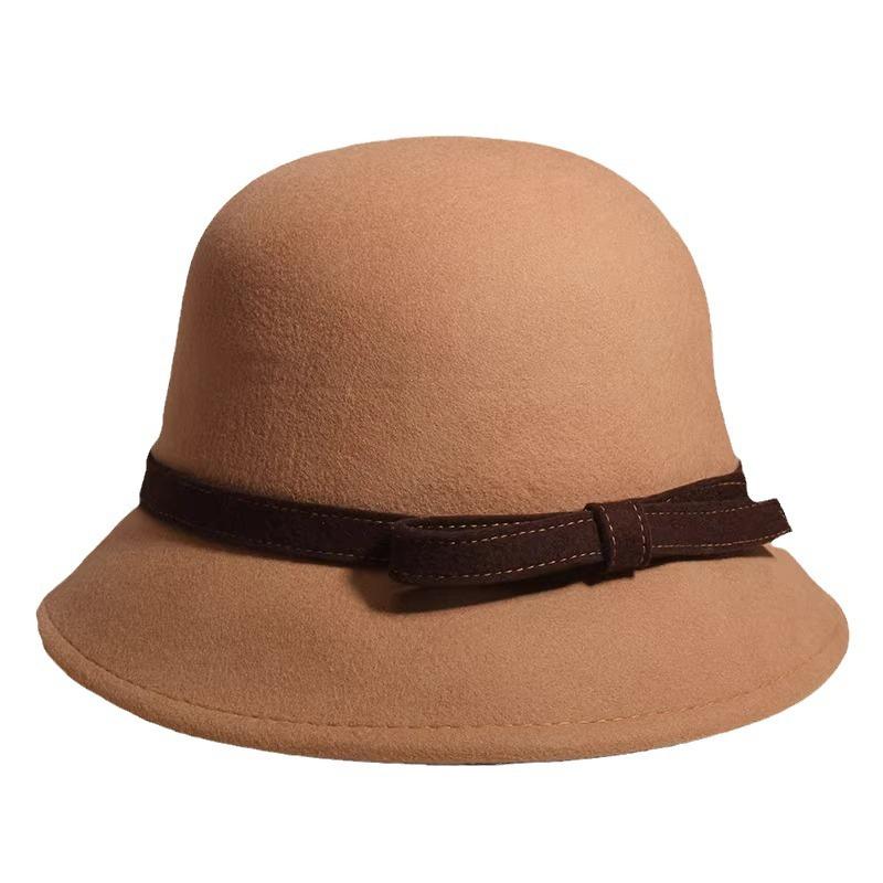 Wool Contrasting Bow and Basin Hat for Women with Small Fragrance Style Showing Their Faces Fisherman's Hat Retro Style and Versatile