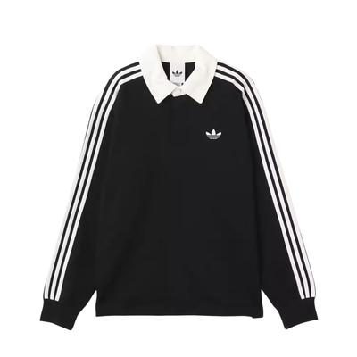 Originals 3-Stripes Rugby Comfortable Soft Breathable Loose Long Sleeve Polo Shirt Unisex Tops KE3576