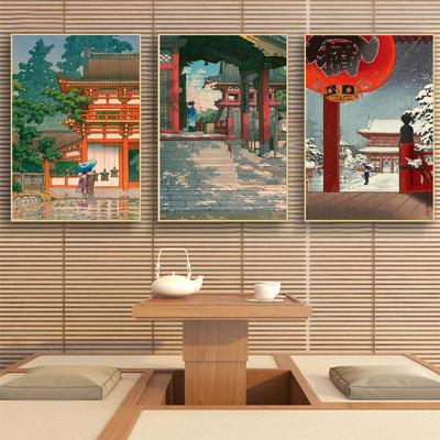 Retro-Kunst, japanische Straßenansicht, Architektur, Landschaft, Leinwandmalerei, Wohnzimmer, Korridor, Wandplakat, Wohndekoration, Wandbild, kein Rahmen