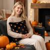 Halloween Plush Pillow Cover 45cm Square Decorative Cushion Case Soft Fabric Ghost and Pumpkin Pattern for Home Sofa Bedroom