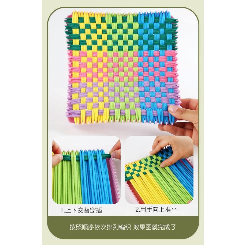 Girls Birthday Gift Handmade Diy Cloth Wallet Rainbow Weaving Loom Elastic Rope Kids Educational Toy