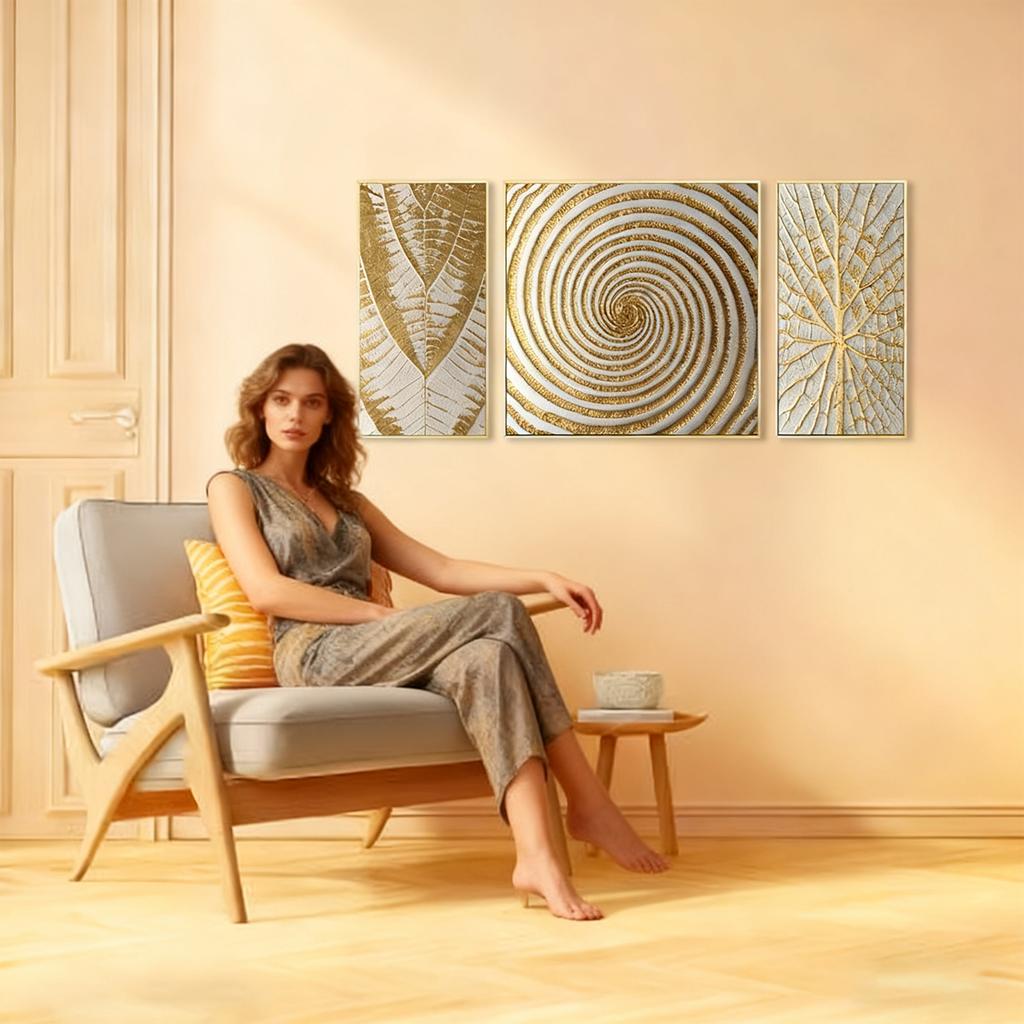 3-piece Abstract Geometric Canvas Painting Set, Modern Decoration For Living Room Walls.