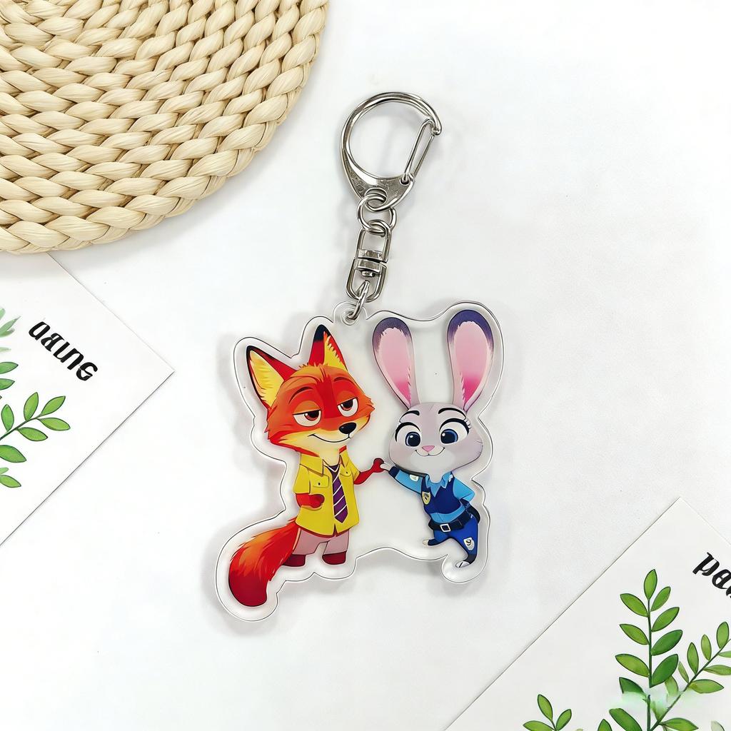Zootopia Madness Judith Nick Acrylic Keychain Couple Backpack Cute Cartoon Gift Y2k Fashion Toys Anime Cartoon Frind