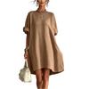 Women’s Loose Fit Casual Solid Crew Neck Dress Relaxed Short Sleeve Style Comfortable Wear