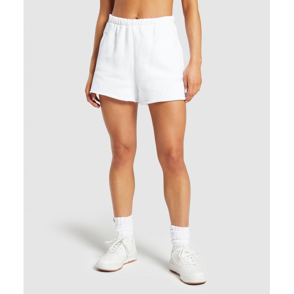 

GYMSHARK Loopback Sweat Shorts White B7A4J WB57 XXS