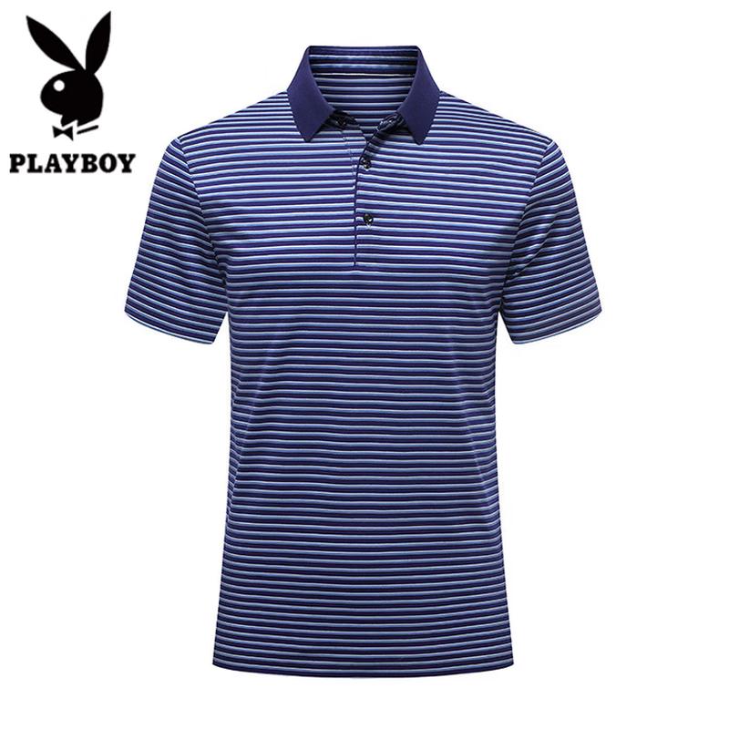 Playboy Men s Summer Mulberry Silk Blend Striped Polo Shirt 120