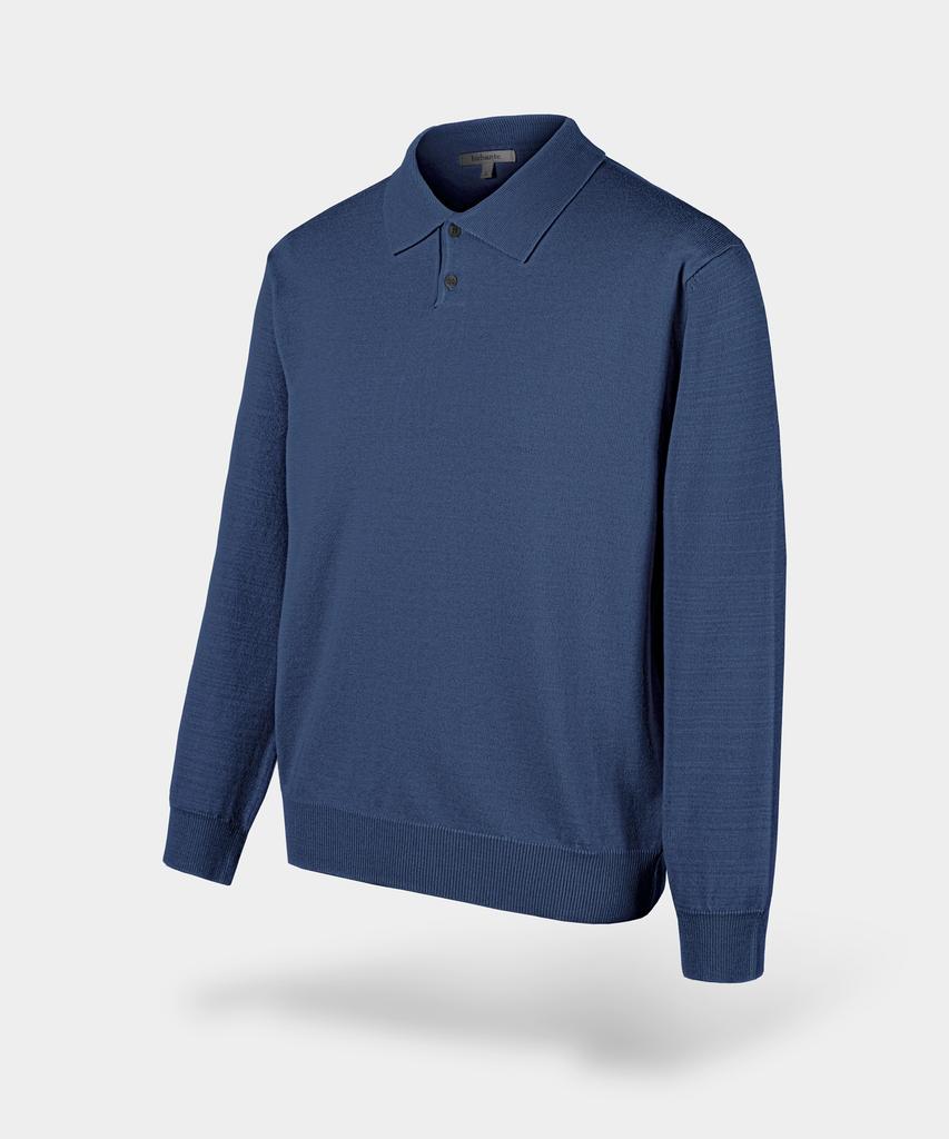 BIRBANTE Soft Washable Collared Knit - Retro Blue