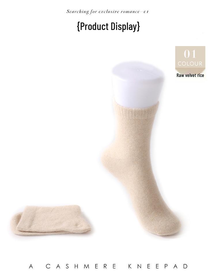 Unisex Cashmere Mid-Calf Socks: Warm, Odor-Resistant, Sweat-Absorbing, Thick Knit for Autumn/Winter.