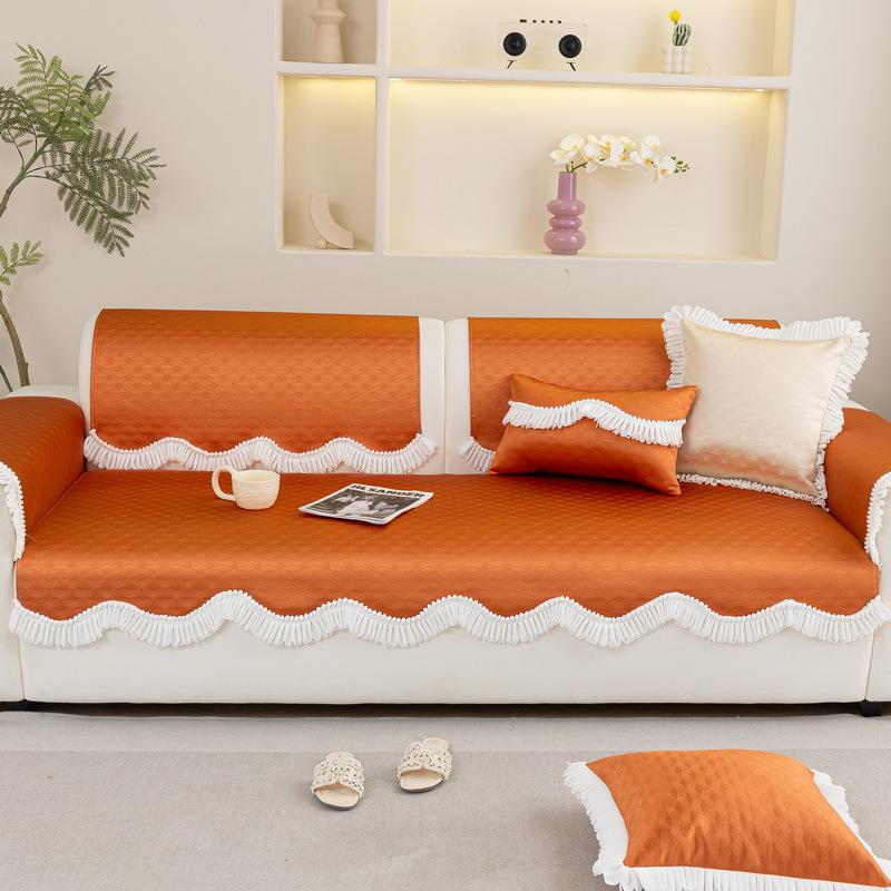 Ice Silk Summer Sofa Cushion Cool Feeling Breathable Sofa Covers For Living Room Anti-Dirty Universal Couch Slipcover Sofa Towel