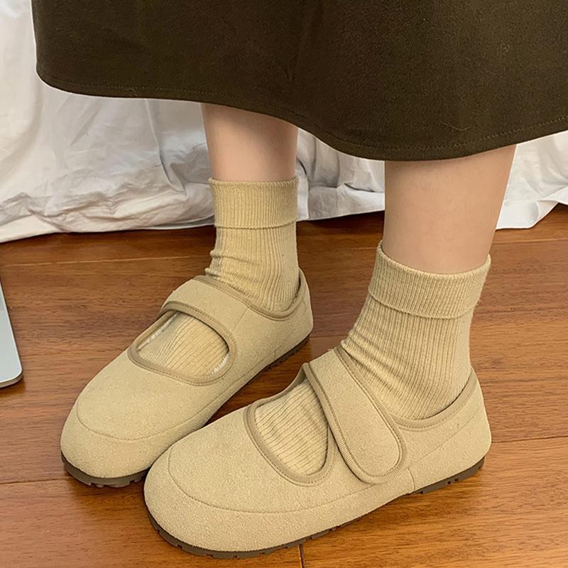 

Замшевые балетки женские туфли Мэри Джейн короткие плюшевые хлопковые туфли 2025 года тренд зимние теплые ботинки повседневные удобные женские туфли 40 абрикосовый