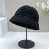 New small edge bucket hat women's autumn and winter face small face plain face cover silk cotton hat men's bucket hat basin hat