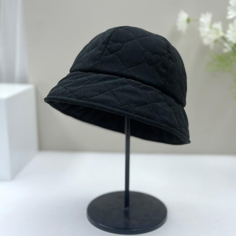 New small edge bucket hat women's autumn and winter face small face plain face cover silk cotton hat men's bucket hat basin hat