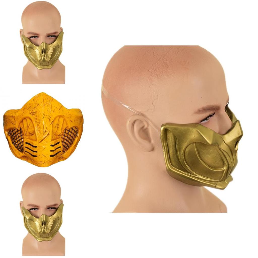 Masca Latex Jumătate Față Scorpion Nouă Mortal Kombat 11 Pentru Costum Cosplay Halloween
