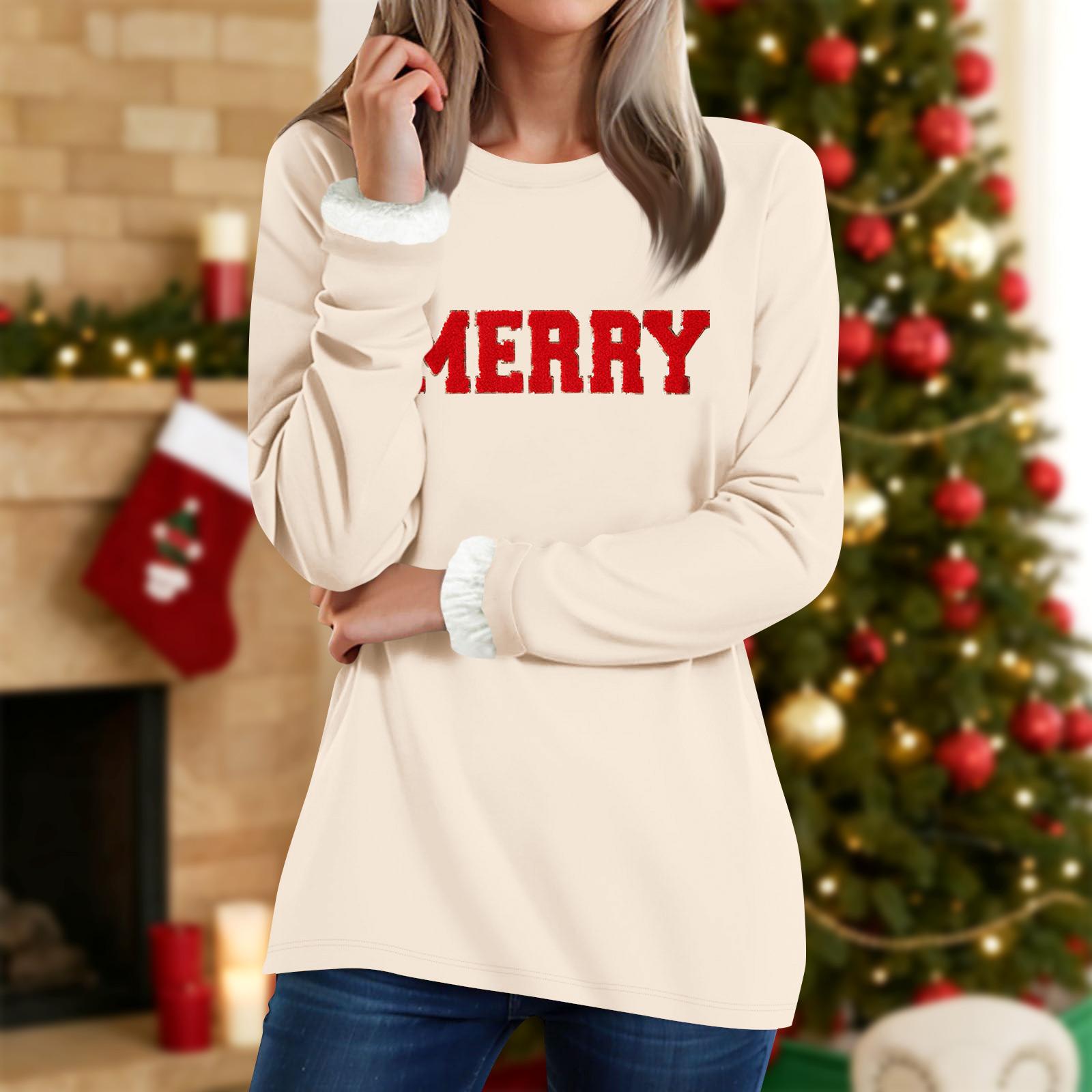 

Женский топ с круглым вырезом и принтом из утолщенного плюша и кашемира, теплый длинный топ L бежевый