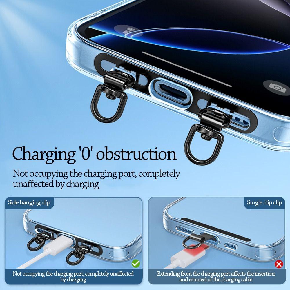 Can Rotate 360 ° Phone Lanyard Tab Double Buckle Gasket Stainless Steel Phone Lanyard Clip Patch Snap Strap Anti-lost
