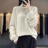 Women's Turtleneck Sweater Autumn Winter Beaded Loose Sweater Solid Color Pullover Knit top