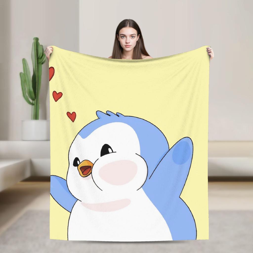 P-Pudgy Penguin Blanket Cute Penguin  Fleece Funny Warm Throw Blankets For Bedding Lounge Textile Decor,